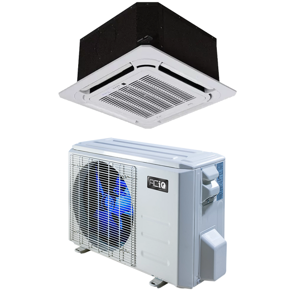 12,000 BTU 25 SEER ACiQ Platinum Single Zone Ceiling Cassette Mini Split System w/ Extreme Heat